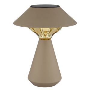 Plastikowa nowoczesna lampa solarna stołowa brązowa, Nasr, 0,06W, 3000K LED, IP44, z przełącznik