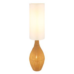 Tkanina rustykalna lampa stojąca biała, Nelleke, z przełącznik