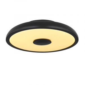 Plastikowy nowoczesny plafon sufitowy czarny, Musica, 18W, regulowany kolor LED, IP44, z pilot