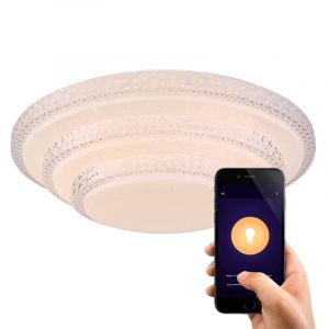 Metalowa nowoczesna inteligentna lampa sufitowa biała, Aldin, 30W, regulowana ciepła do zimnej bieli LED