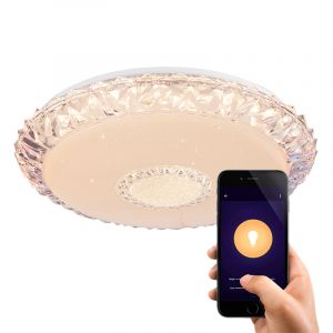 Metalowa nowoczesna inteligentna lampa sufitowa biała, Taylan, 40W, regulowana ciepła do zimnej bieli LED