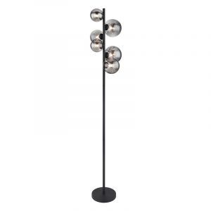 Szklana design lampa stojąca czarna, Melinda, z przełącznik