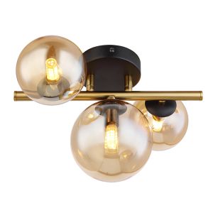 Szklana design lampa sufitowa bursztynowa, Melinda