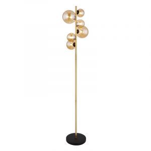 Szklana design lampa stojąca bursztynowa, Melinda, z przełącznik