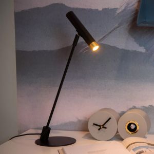 Czarna lampa stołowa nowoczesna, Alec, z przełącznik