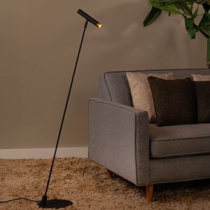 Czarna lampa stojąca nowoczesna, Alec, z przełącznik