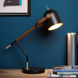 Brązowa lampa biurkowa retro, Waylon, z przełącznik