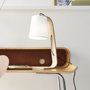 Drewniana lampa stołowa biała, Nordic, z przełącznik