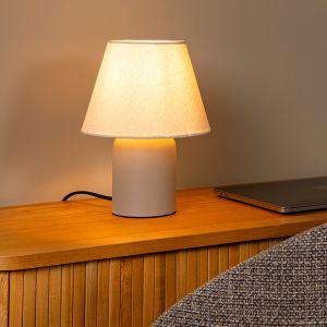 Ceramiczna lampa stołowa beżowa, Macia, z przełącznik