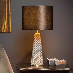 Szara lampa stołowa retro, Extravaganza Velvet, z przełącznik