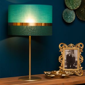 Zielona lampa stołowa retro, Extravaganza Tusse, z przełącznik