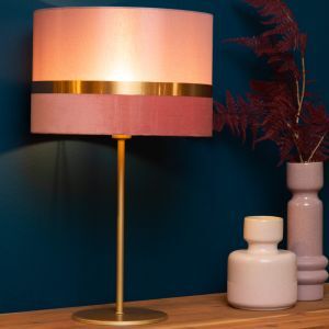 Różowa lampa stołowa retro, Extravaganza Tusse, z przełącznik