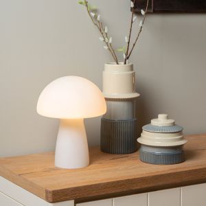 Biała lampa stołowa nowoczesna, Fungo, z przełącznik