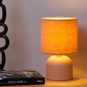 Żółta lampa stołowa vintage, Woolly, z przełącznik