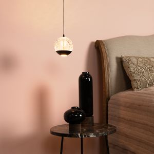 Czarna lampa wisząca nowoczesna, Sentubal, 6,3W, 2700K LED