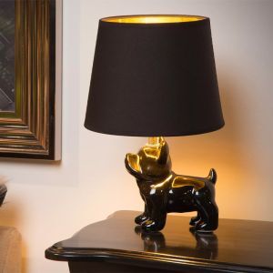Czarna lampa stołowa retro, Extravaganza Sir Winston, z przełącznik