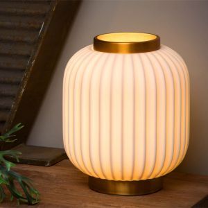 Biała lampa stołowa retro, Gosse, z przełącznik