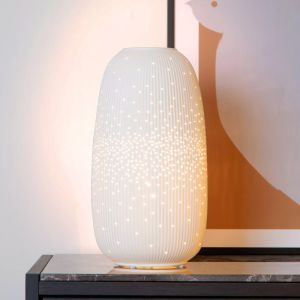 Ceramiczna lampa stołowa biała, Flores, z przełącznik