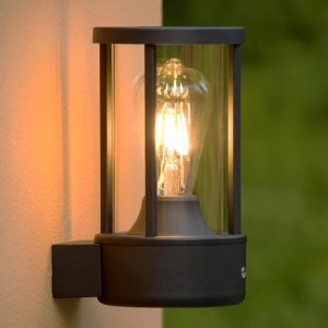 Antracytowa zewnętrzna lampa sufitowa z czujnikiem zmierzchu nowoczesna, Lori, IP44