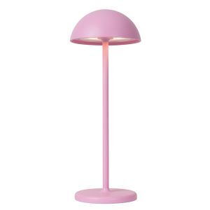 Różowa lampa stołowa ogrodowa retro, Joy, 1,5W, 3000K LED, IP54, z dotykowy ściemniacz