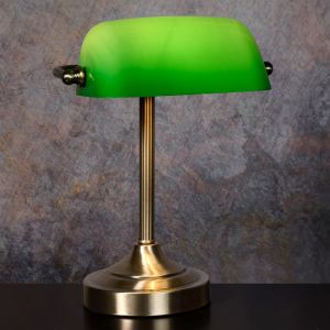 Zielona lampa biblioteczna klasyczna, Banker, z przełącznik