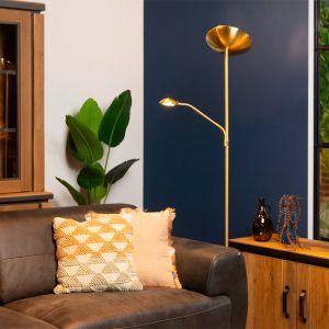 Złota lampa do czytania stojąca nowoczesna, Zenith, 20W, 3000K LED
