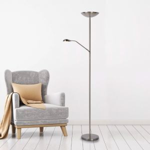 Chromowana lampa do czytania stojąca nowoczesna, Zenith, 20W, 3000K LED