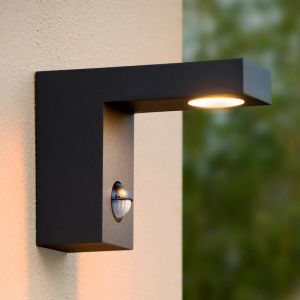 Antracytowy kinkiet zewnętrzny z czujnikiem ruchu nowoczesny, Texas, 6W, 3000K LED, IP54