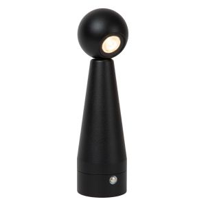Czarna lampa stołowa akumulatorowa nowoczesna, Ipsos, 3W, dim to warm LED, z dotykowy ściemniacz