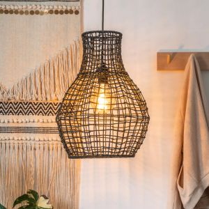 Rattanowa lampa wisząca czarna, Alban