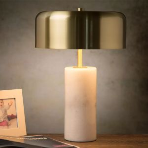 Marmurowa lampa stołowa złota, Mirasol, z przełącznik