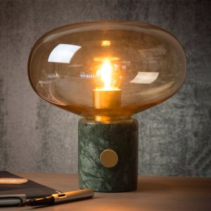 Marmurowa lampa stołowa bursztynowa, Charlize, z przełącznik