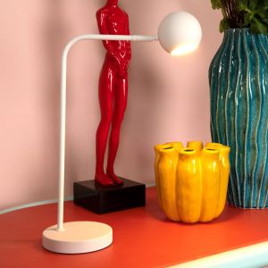 Biała lampa stołowa akumulatorowa nowoczesna, Comet, 3W, 2700K LED, z dotykowy ściemniacz