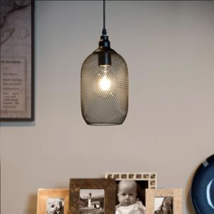 Czarna lampa wisząca retro, Mesh