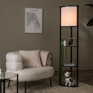 Czarna lampa stojąca nowoczesna, Menno, z przełącznik pociągowy