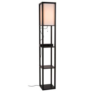 Czarna lampa stojąca nowoczesna, Menno, z przełącznik pociągowy