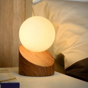 Brązowa lampa stołowa nowoczesna, Len, z przełącznik