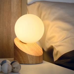 Brązowa lampa stołowa nowoczesna, Len, z przełącznik