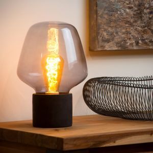 Betonowa lampa stołowa szara, Becky, z przełącznik