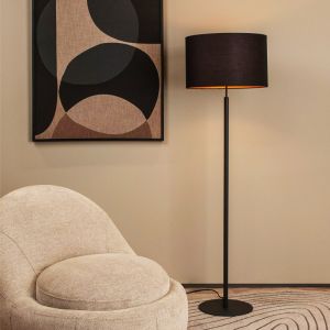 Czarna lampa stojąca rustykalna, Maya, z przełącznik