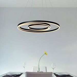 Czarna lampa wisząca nowoczesna, Triniti, 32W, 3000K LED
