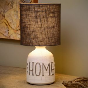 Ceramiczna lampa stołowa biała, Cosby, z przełącznik