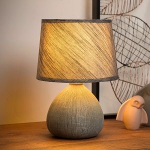 Ceramiczna lampa stołowa szara, Ramzi, z przełącznik
