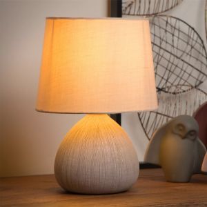 Ceramiczna lampa stołowa beżowa, Ramzi, z przełącznik
