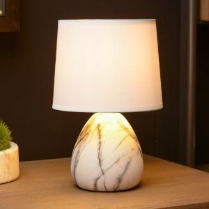 Ceramiczna lampa stołowa biała, Marmo, z przełącznik