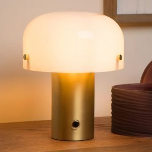 Złota lampa stołowa rustykalna, Timon, z przełącznik