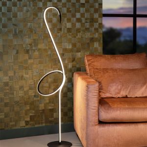 Czarna lampa stojąca nowoczesna, Flamingo, 14W, RGB LED, z pilot