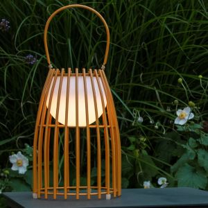 Brązowa lampa stołowa ogrodowa retro, Fjara, 0,3W, 2700K LED, IP44, z dotykowy ściemniacz