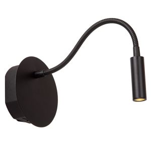 Czarna lampa nocna nowoczesna, Jolijn, 2W, 3000K LED, z przełącznik
