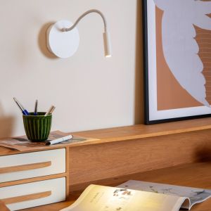 Biała lampa nocna nowoczesna, Jolijn, 2W, 3000K LED, z przełącznik